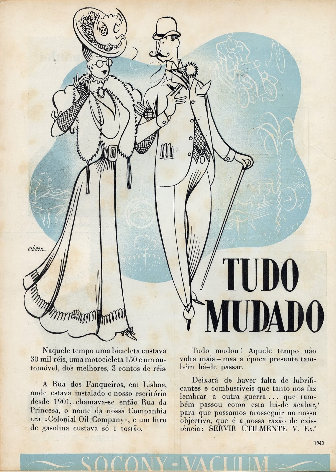 Estação Cronográfica Janela para o passado SoconyVacuum, anúncio de