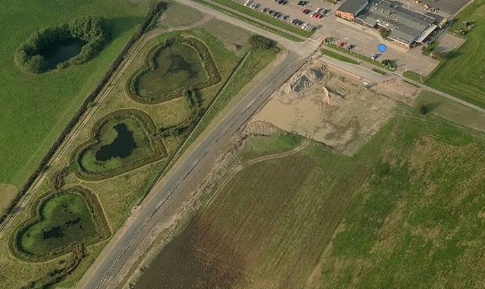 Heart-shaped pond near Halmstad City airport in Sweden