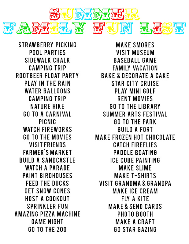 Home Inspired Bliss: Summer Family Fun List 2012