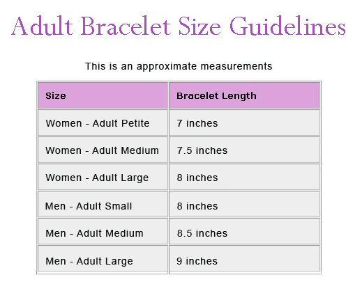 Jewelry Design Shop: Bracelet Size Chart