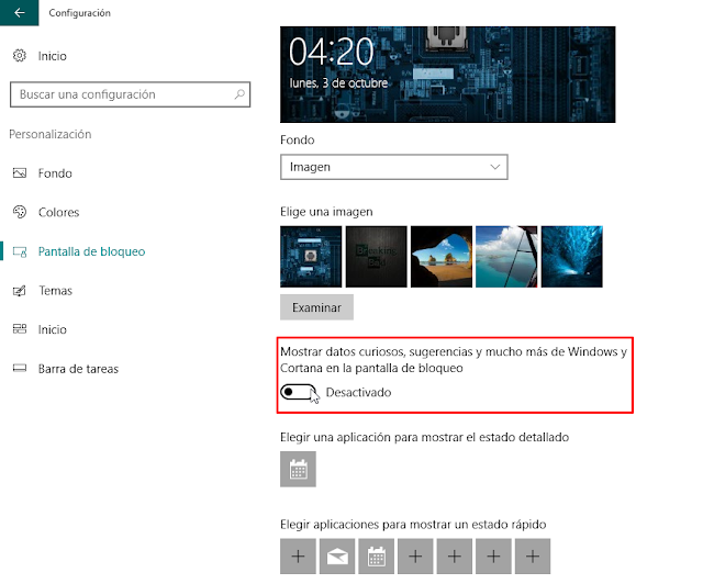 Desactivar publicidad en Windows 10