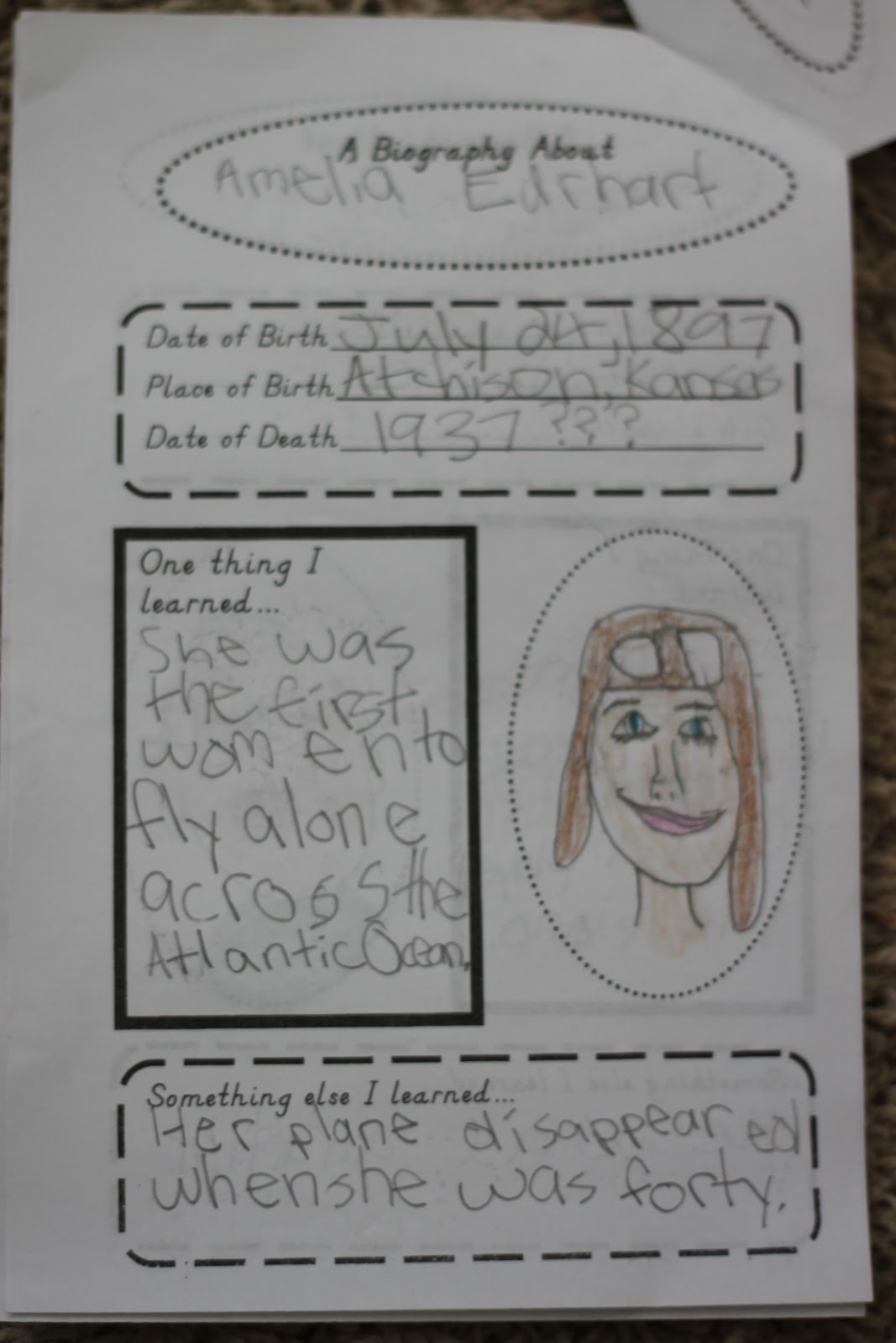 biography template for 2nd grade