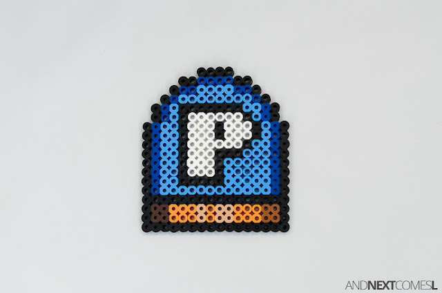 Super Mario World p switch perler bead craft from And Next Comes L