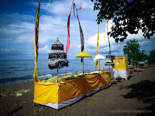 The Place To Put Pratima Symbol Of God On The Beach After Melasti Ceremony Before Nyepi Day On The Beach