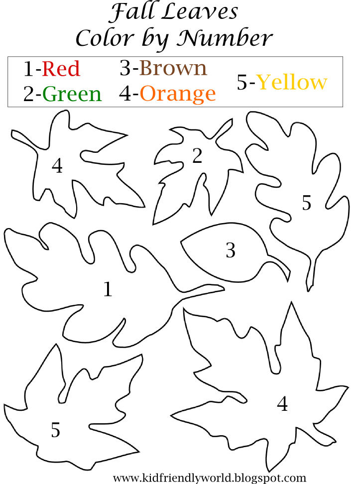 A Kid Friendly World: Fall Leaf Color by Number Worksheet