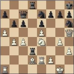 Partida de ajedrez Lupi - Rico, posición después de 27.Ad2!