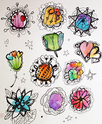 watercolor ink doodles flowers pen flower doodle blobs journal drawings zentangle inspiration drawing beckett marcia pens journaling mixed floral lines