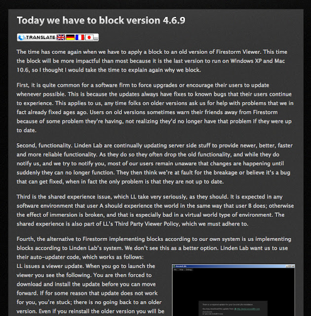 Today we have to block version 4.6.9 - Firestorm Viewer - The Phoenix  Firestorm Project Inc.