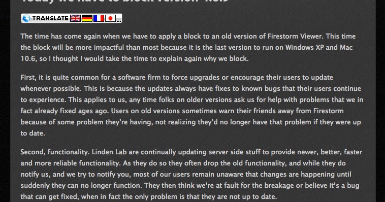 Today we have to block version 4.6.9 - Firestorm Viewer - The Phoenix  Firestorm Project Inc.