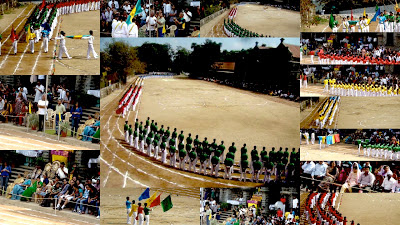 Collage of the March past by the Senior and Middle School