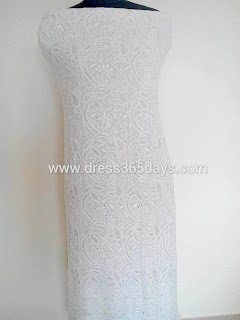 Pure Georgette White Dress Material in Chikankari Embroidery
