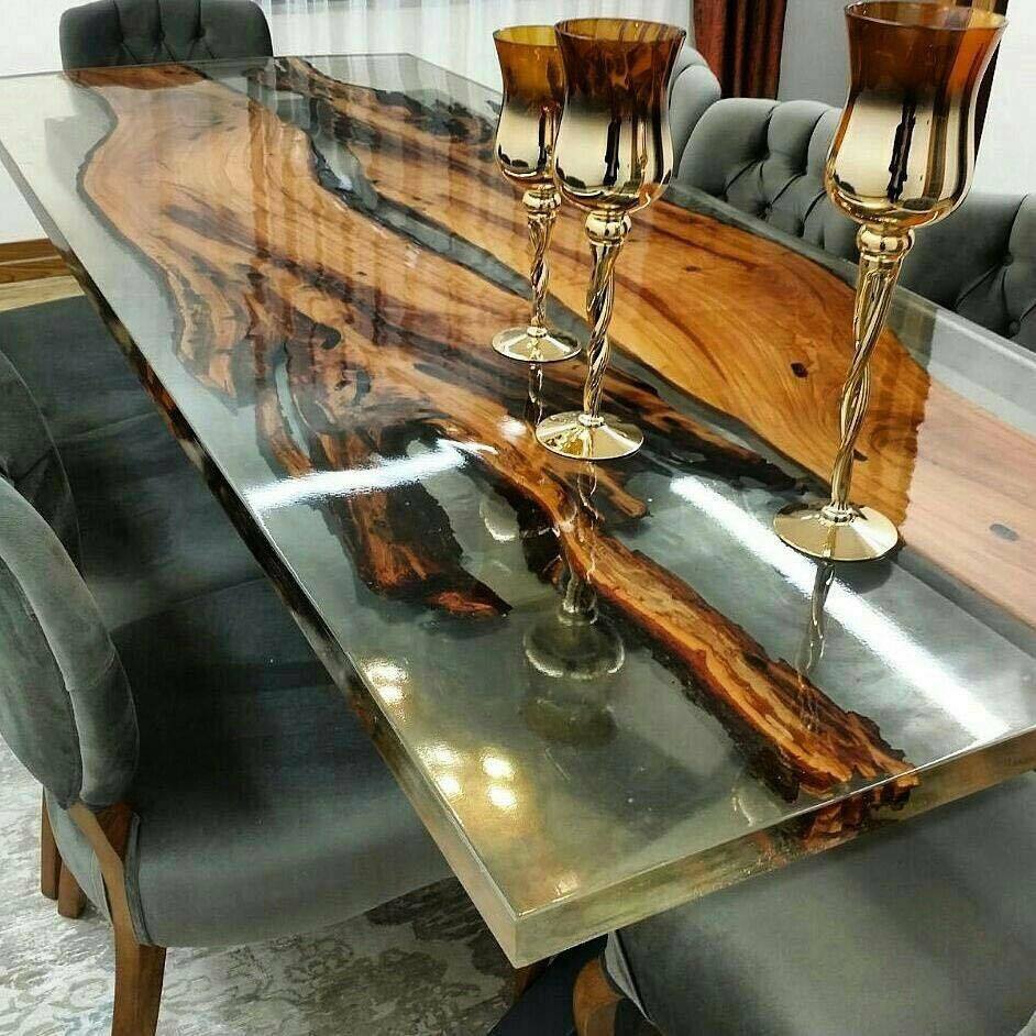 Guide Epoxy Resin pouring glue a transparent table mirror Decor Units