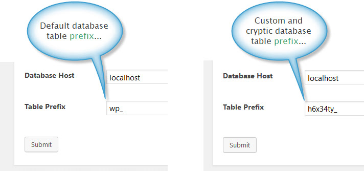 Custom WordPress database table prefix