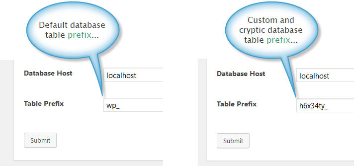 Custom WordPress database table prefix