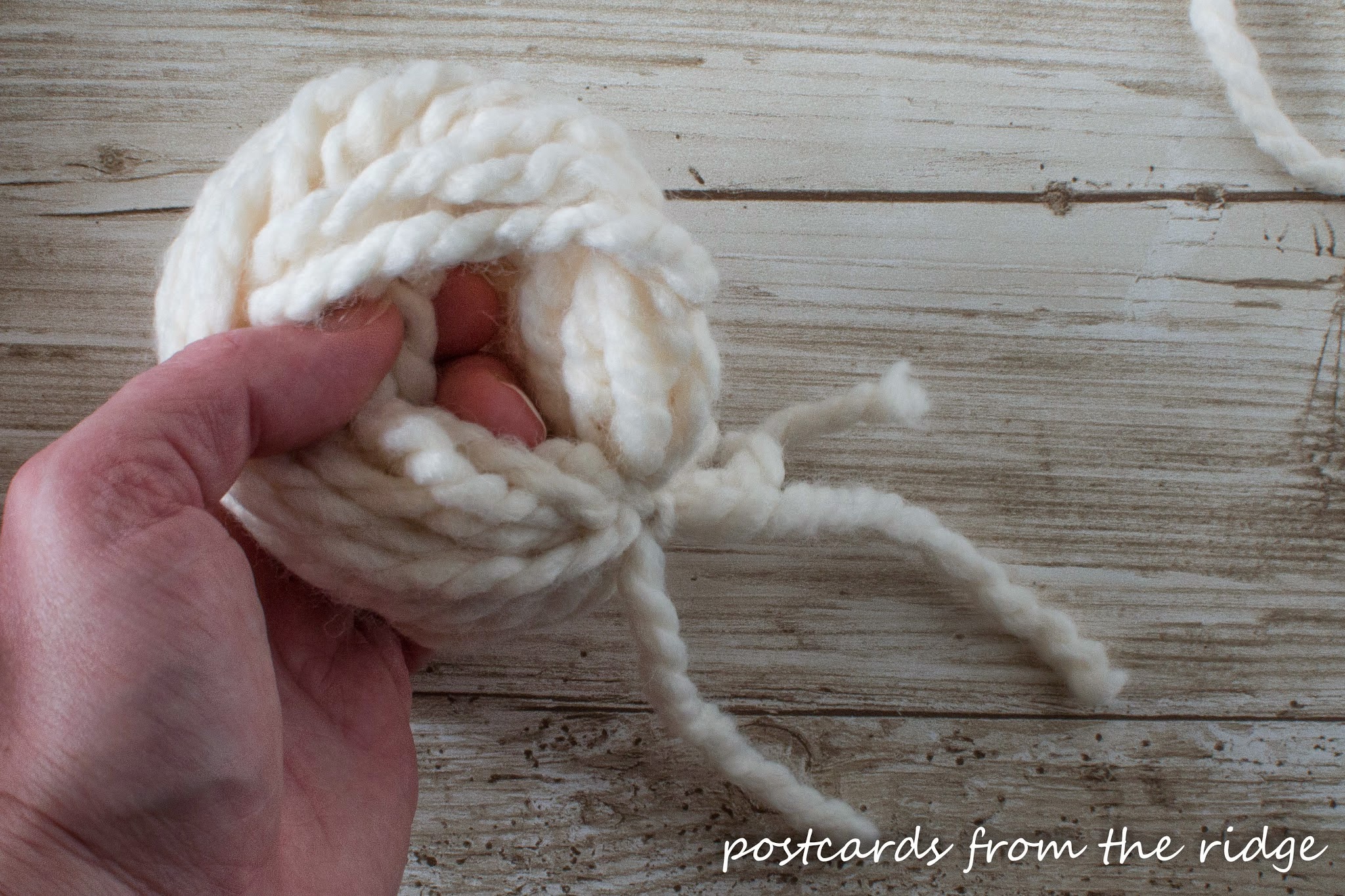 yarn tied into a loop