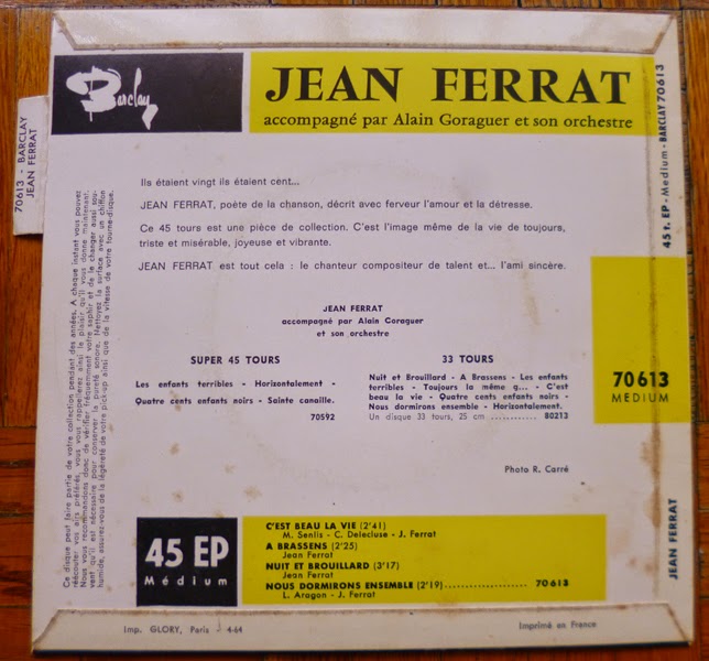 Christine Sèvres Et Jean Ferrat Nous Dormirons Ensemble Georges Brassens, par les routes du printemps...: A Brassens
