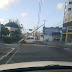 Carro derrubou poste perto do Mandacaru Mall nesta manhã