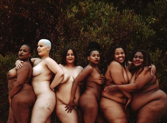 South African plus size women pose completely unclad in trending