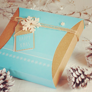 decoración navideña self packaging azul cajita