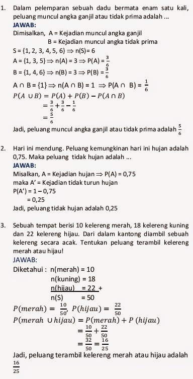 Soal Un Materi Peluang Kejadian Majemuk Dan Pembahasan Jawabanku Id