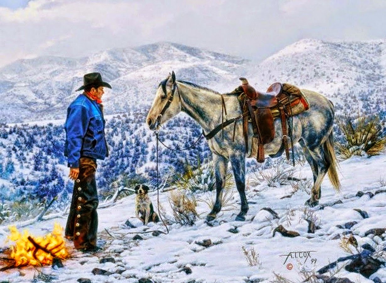 pinturas-de-vaqueros-montados-a-caballo