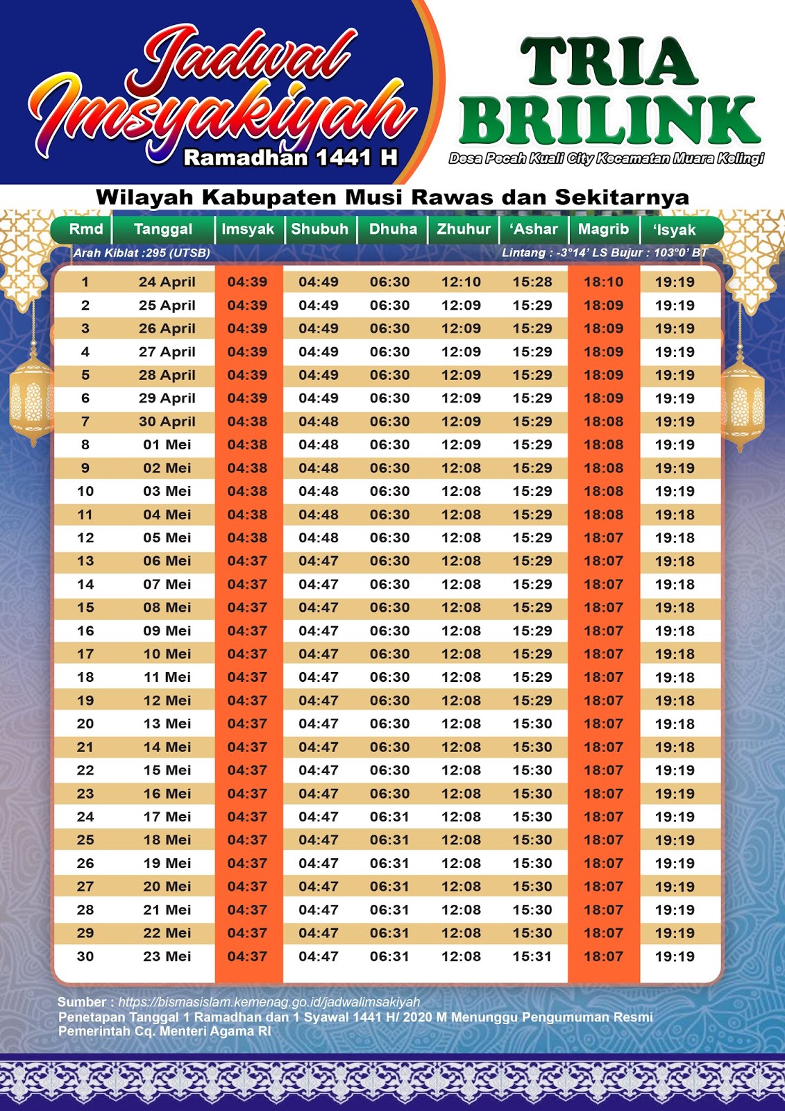 Desain Jadwal imsyakiyah Brinlink Desain Jadwal imsyakiyah Brinlink