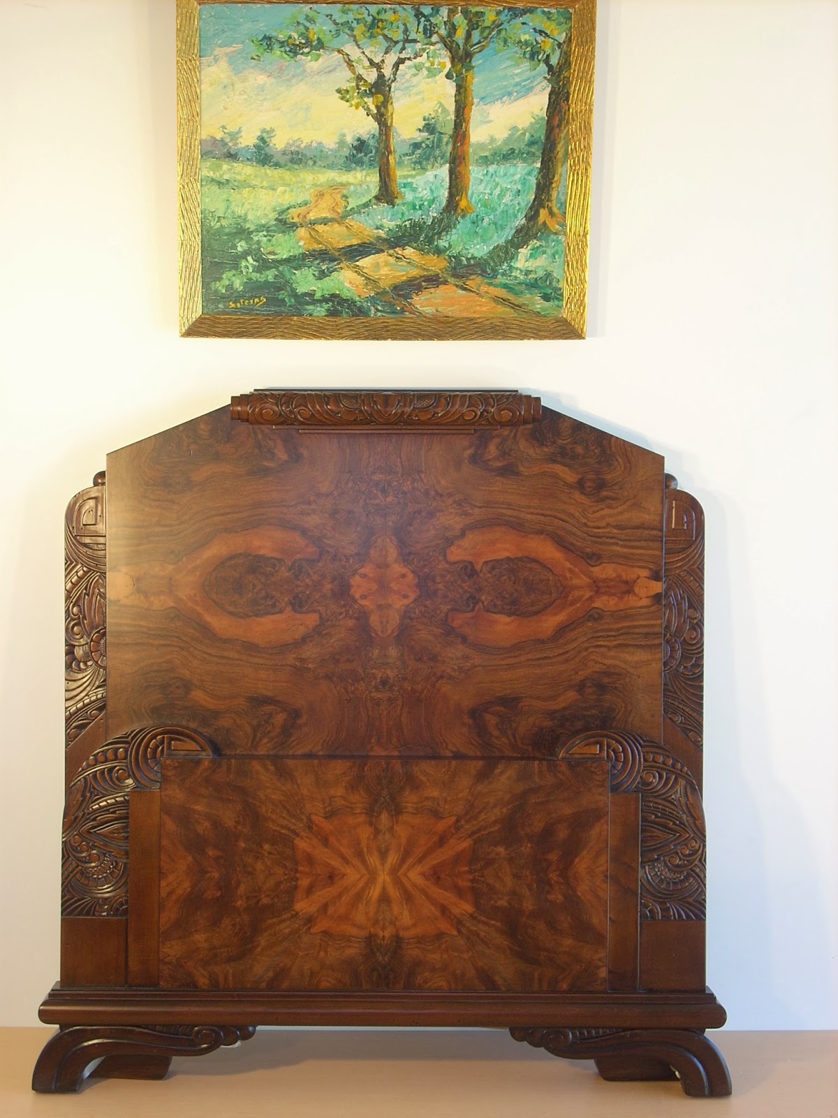 VENTA DE MUEBLES ANTIGUOS RESTAURADOS NATURMOBLE CAMA ART DECO DE NOGAL