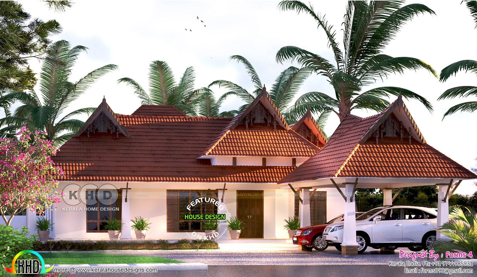 Traditional Style Nalukettu Nadumuttam Type Kerala Home Design