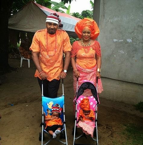 Prince Eke and Muma Gee rock matching outfit with their twins