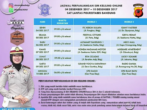 Jadwal SIM Keliling Online Polrestabes Bandung Bulan Desember 2017