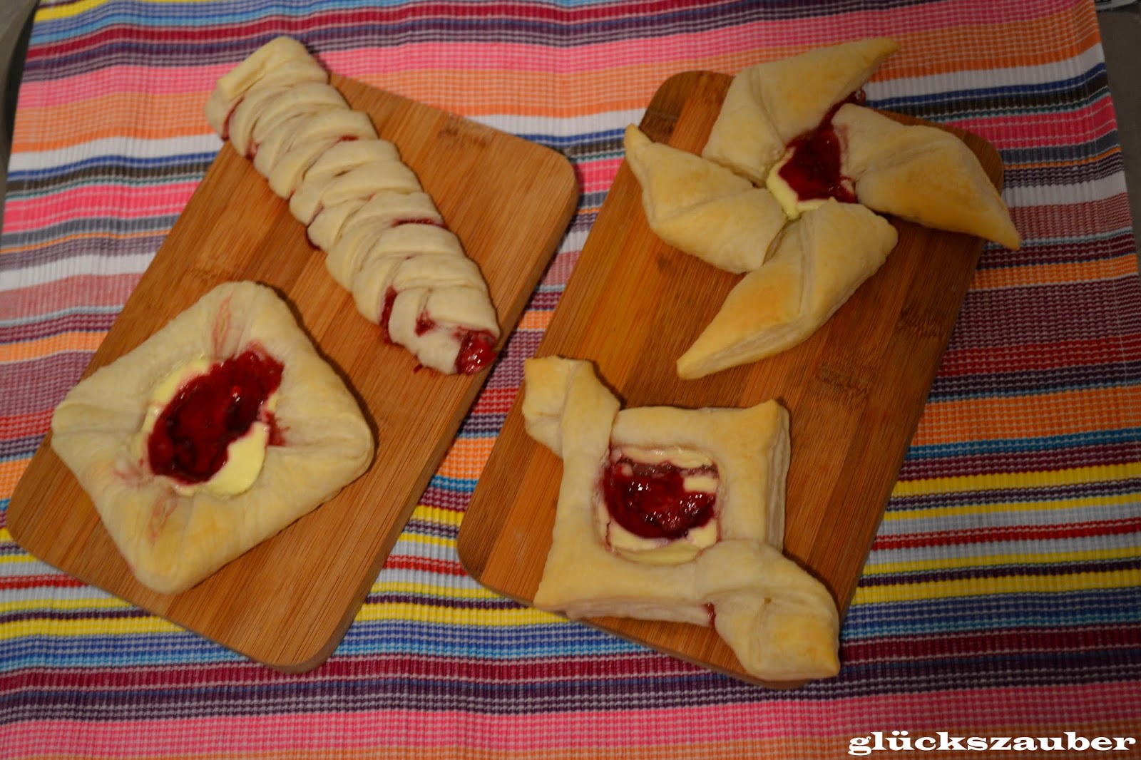glückszauber : Blätterteig mit Marmeladenfüllung in 4 Variationen