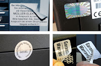 Sicherung elektronischer Geräte garantiesiegel aufkleber