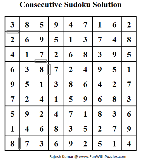 Consecutive Sudoku (Daily Sudoku League #60) Solution