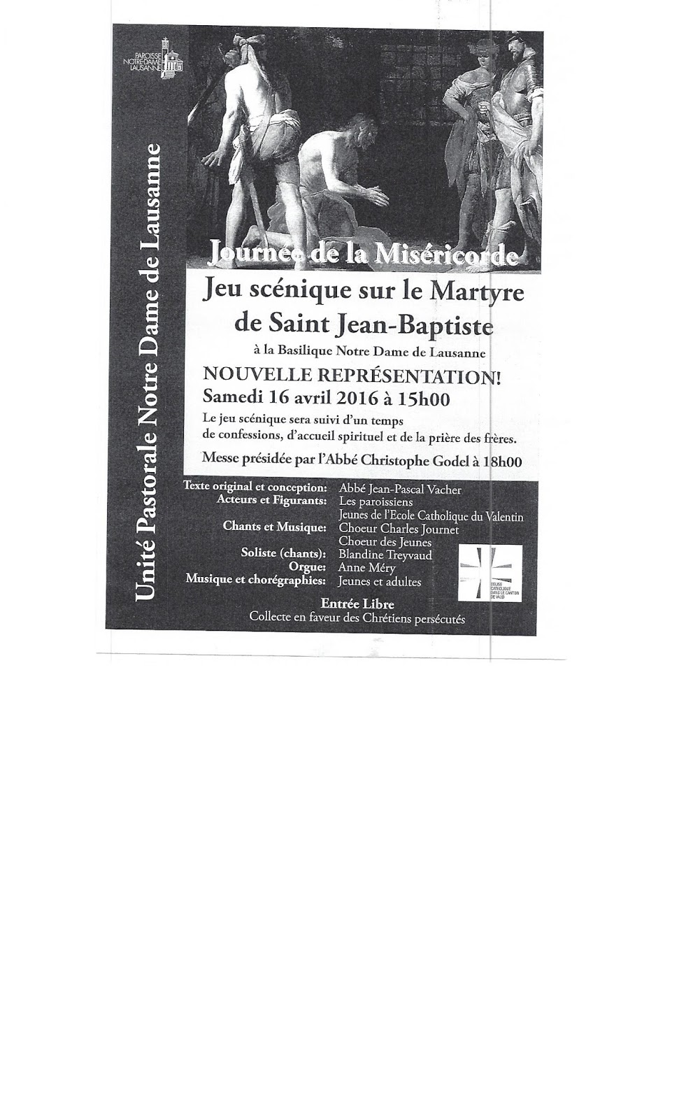 Invitation, Sa 16 avril, 15h00, Lausanne, St Jean Baptiste