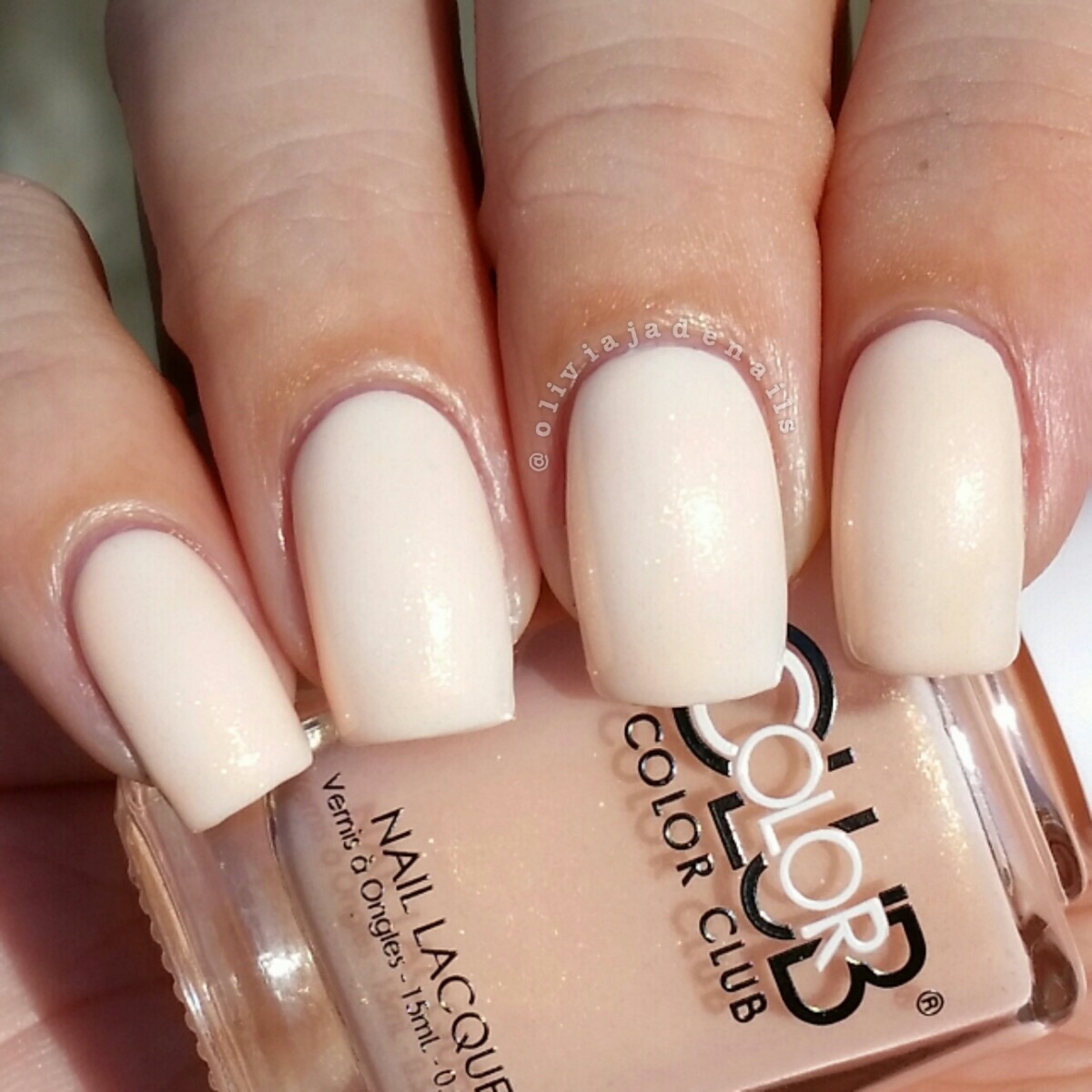 Color Club Piece Of Cake (over white) swatched by Olivia Jade Nails
