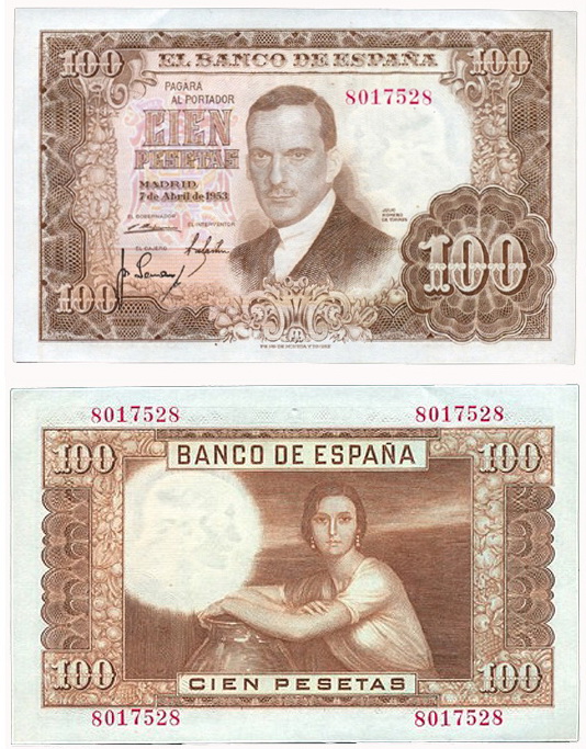 Numismáticos y Coleccionistas El billete de 100 pesetas de 1953 y la