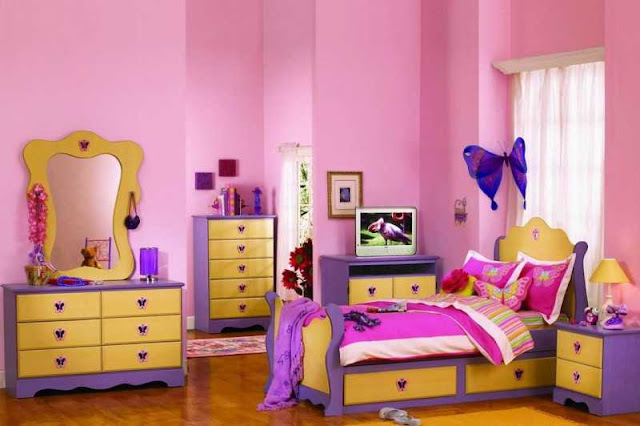 Kamar Tidur Anak Perempuan Minimalis Warna Pink