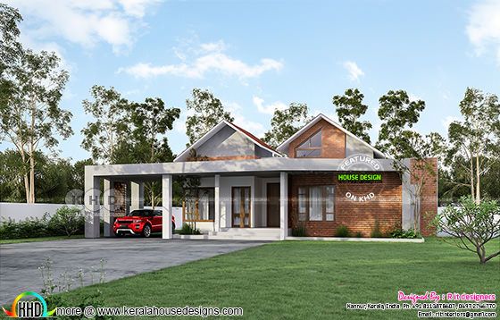3d rendering of mixed roof house