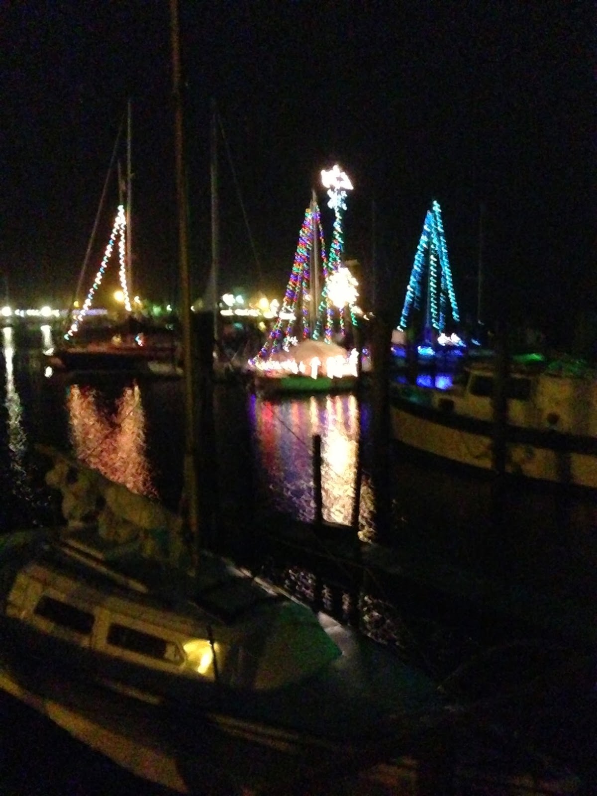 Drew and Deb sailing Christmas Flotilla in Southport, NC