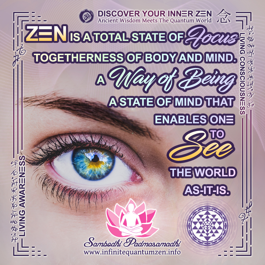 Zen is a total state of focus, togetherness of body and mind, a way of being - Infinite Quantum Zen, Success Life Quotes