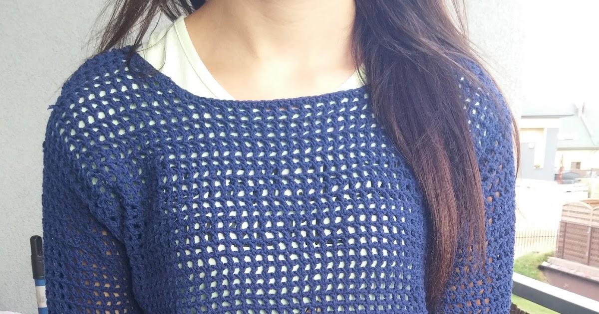 Amelkowo-Szydelkowo: Prosty sweterek ażurowy - Opis + schemat :)