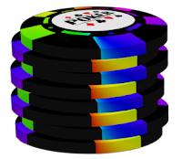 colored on black poker chip stack