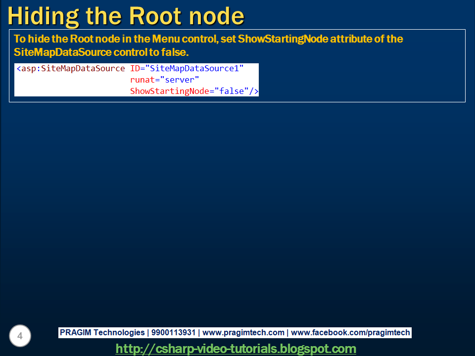 Sql server, and c video tutorial Binding menu control to web.sitemap file using