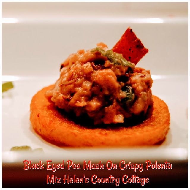 Black Eyed Pea Mash on Crispy Polenta