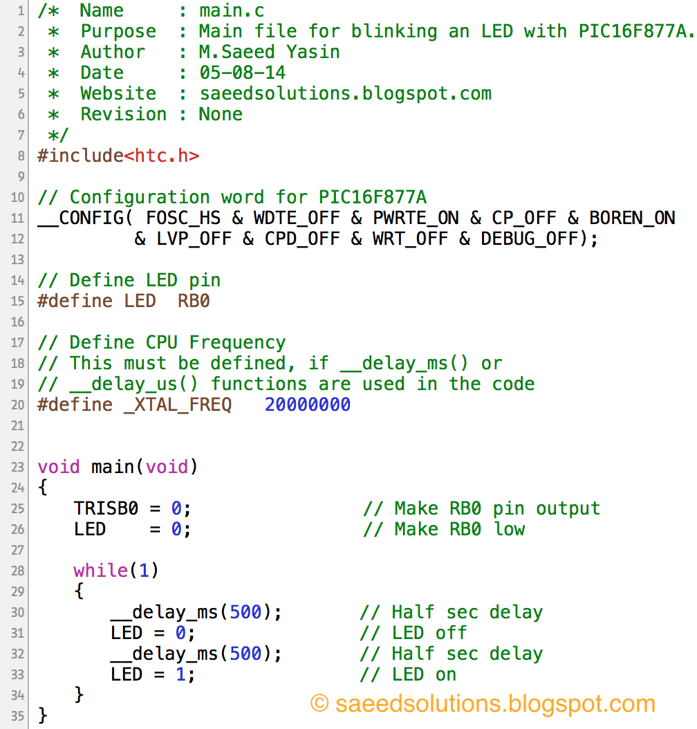 How to set PIC16F877A configuration bits in code ? | Saeed's Blog