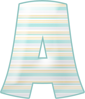 Abecedario con Rayas Horizontales de Colores. Alphabet with Horizontal Stripes.