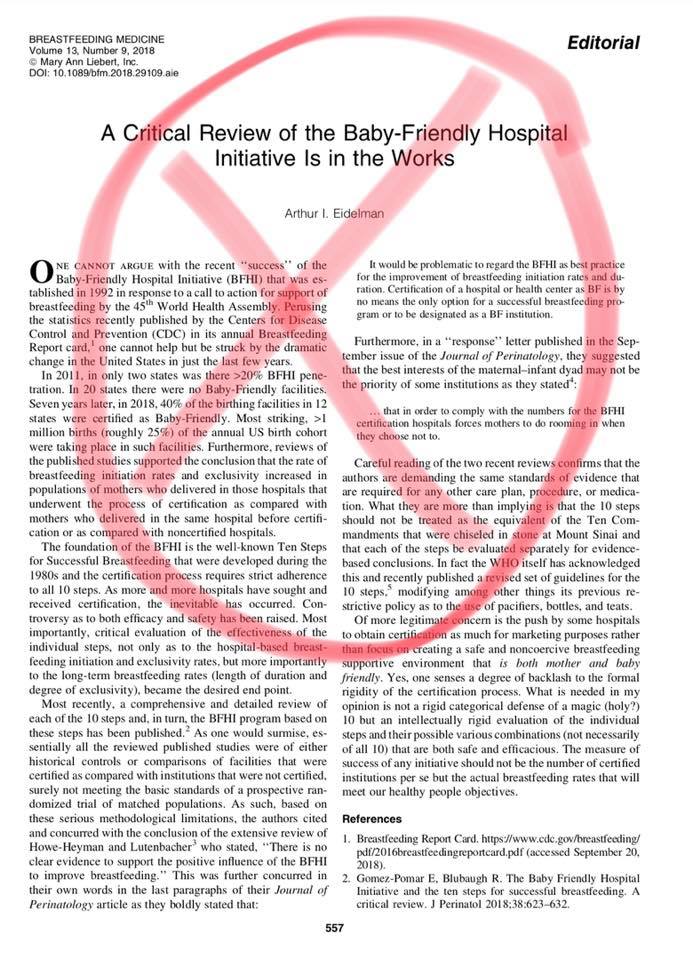 Human Milk News Breastfeeding Medicine Editorial misses the mark