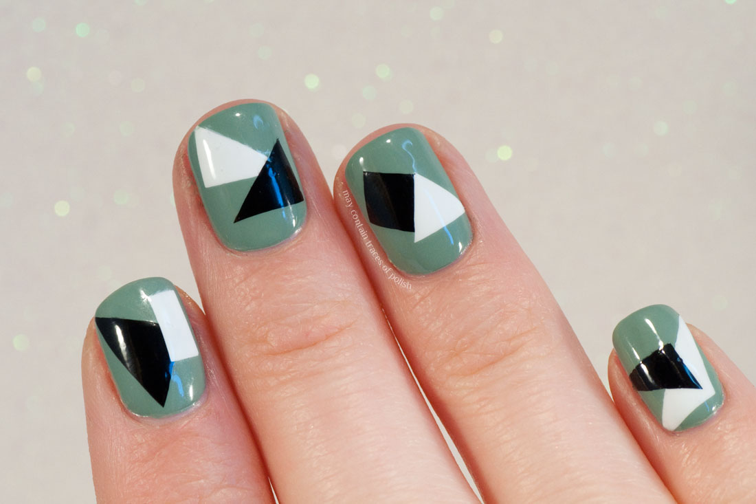 Geometric Black and White Nail Art May contain traces of polish