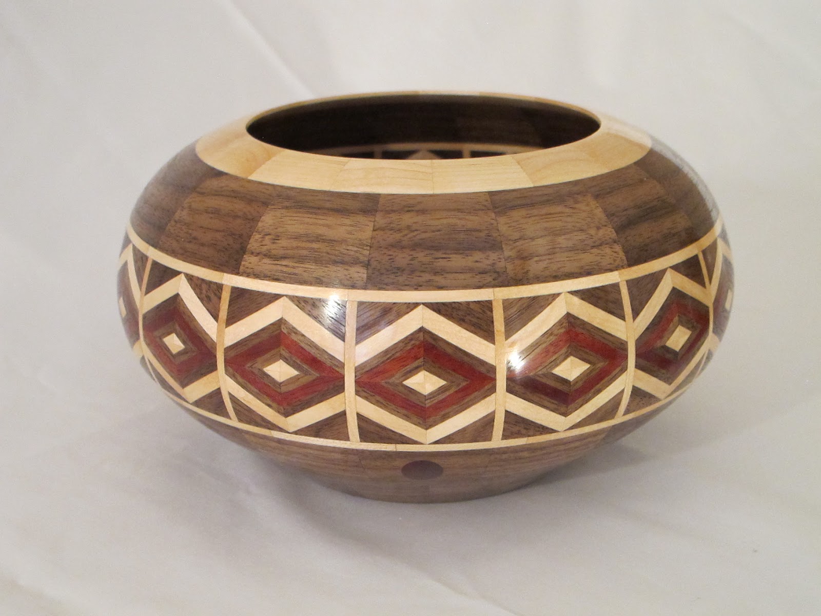 Segmented Wooden Vases & Bowls Black Walnut, Maple and Bloodwood Bowl