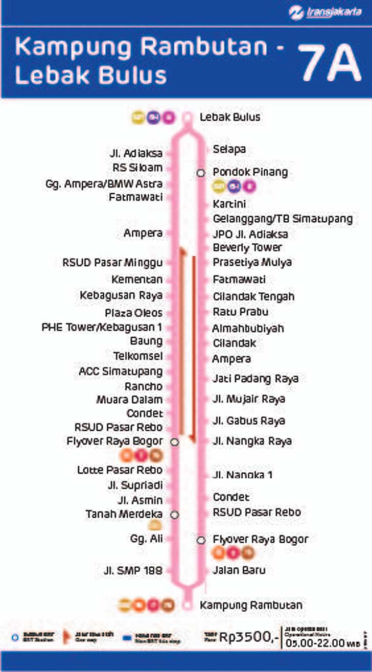peta rute transjakarta kampung rambutan lebak bulus